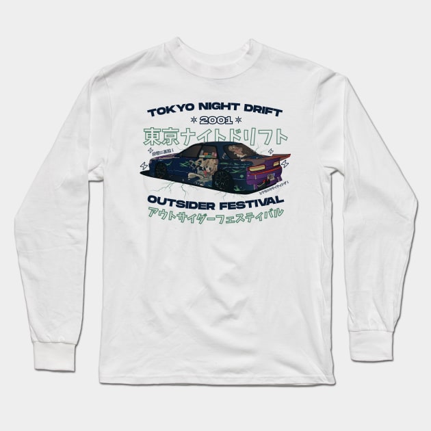 Tokyo Night Drift 2001 Outsider Festival (Blue) Long Sleeve T-Shirt by Graograman